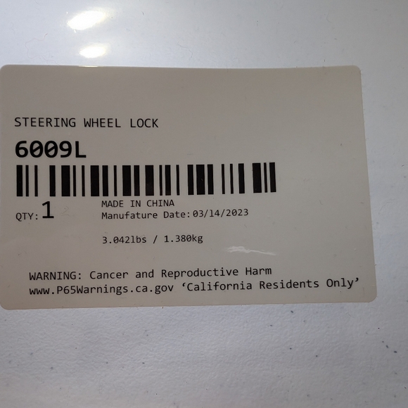 Steering Wheel Lock 6009L - Picture 2 of 2